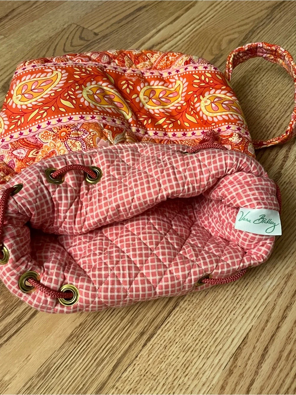 Vera Bradley Orange Paisley Drawstring Backpack